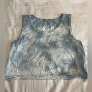Brandy Melville tie dye blue and white cropped tank